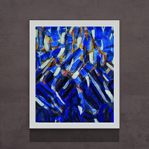 【油絵 直筆仕上げ】クリスティアン・ロールフス Abstraction (the Blue Mountain) F15 【油彩 アップグレード額】絵画 販売 15号 抽象画 額縁 712×590mm 複製画 送料無料