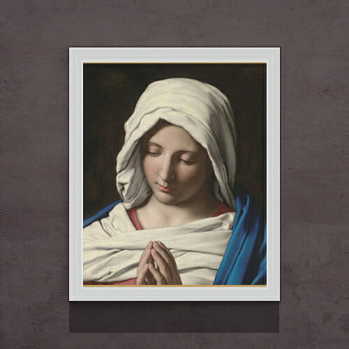 【油絵 直筆仕上げ】サルヴィ Madonna in prayer F15 【油彩 アップグレード額】絵画 販売 15号 人物画 額縁 712&times;590mm 複製画 送料無料 プレゼント ギフト 開店祝い 開業祝い 退職祝い 新築祝い リビング 玄関 モダン 壁掛け｜絵画販売アートレスト