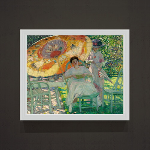 【油絵 直筆仕上げ】フリージキー The Garden Parasol F15 【油彩 アップグレード額】絵画 販売 15号 風景画額縁 712×590mm 複製画 送料無料 プレゼント ギフト 開店祝い 開業祝い 退職祝い 新築祝い リビング 玄関 モダン 壁掛け