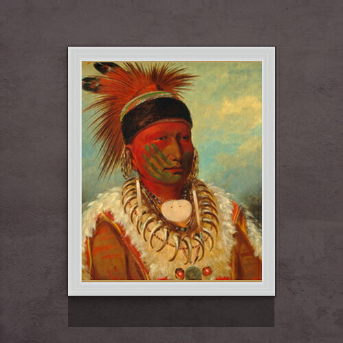 【油絵 直筆仕上げ】カトリン The White Cloud, Head Chief of the Iowas F15 【油彩 アップグレード額】絵画 販売 15号 人物画 額縁 712&times;590mm 複製画 送料無料 プレゼント ギフト 開店祝い 開業祝い 退職祝い 新築祝い リビング 玄関 モダン 壁掛け｜絵画販売アートレスト 44,785円