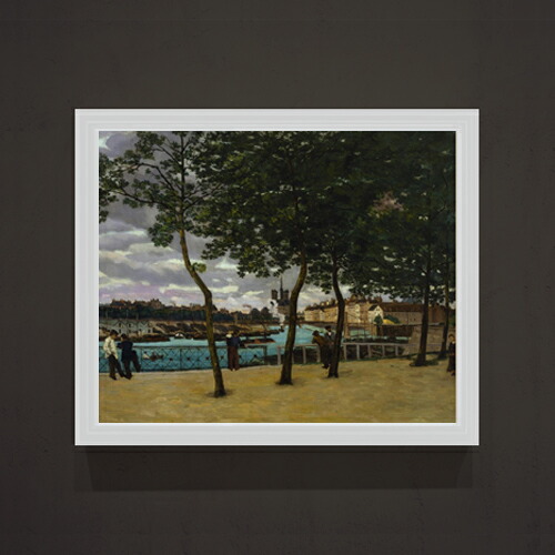 【油絵 直筆仕上げ】ギヨマン View of the Seine, Paris F15 【油彩 アップグレード額】絵画 販売 15号 抽象画 額縁 712×590mm 複製画 送料無料 プレゼント ギフト 開店祝い 開業祝い 退職祝い 新築祝い リビング 玄関 モダン 壁掛け