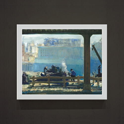 【油絵 直筆仕上げ】ジョージ・ベローズ Blue Morning F15 【油彩 アップグレード額】絵画 販売 15号 風景画額縁 712×590mm 複製画 送料無料 プレゼント ギフト 開店祝い 開業祝い 退職祝い 新築祝い リビング 玄関 モダン 壁掛け