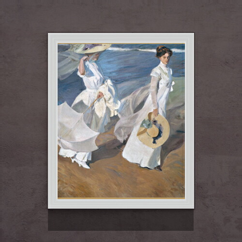 【油絵 直筆仕上げ】ソローリャ Strolling along the Seashore F15 【油彩 アップグレード額】絵画 販売 15号 人物画 額縁 712×590mm 複製画 送料無料 プレゼント ギフト 開店祝い 開業祝い 退職祝い 新築祝い リビング 玄関 モダン 壁掛け
