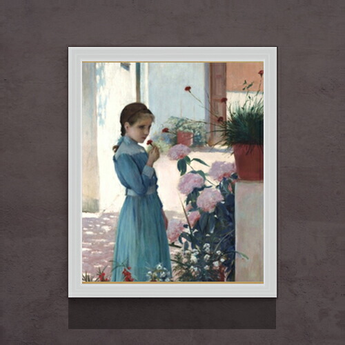 【油絵 直筆仕上げ】ルシニョール The girl with carnation F15 【油彩 アップグレード額】絵画 販売 15号 人物画 額縁 712×590mm 複製画 送料無料 プレゼント ギフト 開店祝い 開業祝い 退職祝い 新築祝い リビング 玄関 モダン 壁掛け