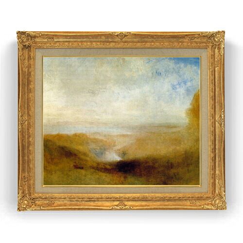 【油絵 直筆仕上げ】ターナー 遠くの川と入り江の風景 F15 【アップグレード額縁】絵画 販売 15号 風景画額縁 781×660mm 複製画 送料無料 プレゼント ギフト 開店祝い 開業祝い 退職祝い 新築祝い リビング 壁掛け|絵画販売アートレスト