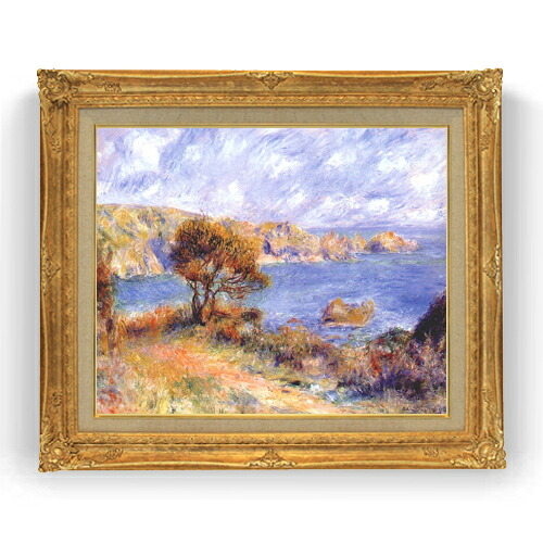 【油絵 直筆仕上げ】ルノワール ガーンジーの風景 F15 【アップグレード額縁】絵画 販売 15号 風景画額縁 781×660mm 複製画 送料無料 プレゼント ギフト 開店祝い 開業祝い 退職祝い 新築祝い リビング 壁掛け|絵画販売アートレスト