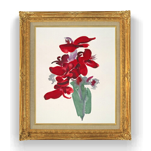 【油絵 直筆仕上げ】オキーフ レッドカンナ F15 【アップグレード額縁】絵画 販売 15号 抽象画 額縁 781&times;660mm 複製画 送料無料 プレゼント ギフト 開店祝い 開業祝い 退職祝い 新築祝い リビング 壁掛け｜絵画販売アートレスト 47,388円