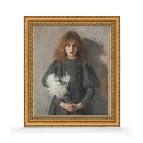 【油絵 直筆仕上げ】ボズナンスカ Girl with Chrysanthemums F15 【油彩 国内生産 インテリア】絵画 販売 15号 人物画 ゴールド額縁 800×678mm 複製画 送料無料 プレゼント ギフト 開店祝い 開業祝い 退職祝い 新築祝い リビング 玄関 モダン 壁掛け
