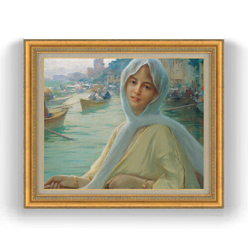【油絵 直筆仕上げ】ゾナロ Amusement at Goksu F15 【油彩 国内生産 インテリア】絵画 販売 15号 人物画 ゴールド額縁 800×678mm 複製画 送料無料 プレゼント ギフト 開店祝い 開業祝い 退職祝い 新築祝い リビング 玄関 モダン 壁掛け