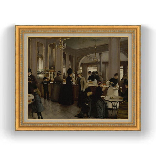 【油絵 直筆仕上げ】ジャン・ベロー La Patisserie Gloppe F15 【油彩 国内生産 インテリア】絵画 販売 15号 風景画 ゴールド額縁 800×678mm 複製画 送料無料 プレゼント ギフト 開店祝い 開業祝い 退職祝い 新築祝い リビング 玄関 モダン 壁掛け 42,120円