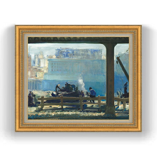 【油絵 直筆仕上げ】ジョージ・ベローズ Blue Morning F15 【油彩 国内生産 インテリア】絵画 販売 15号 風景画 ゴールド額縁 800×678mm 複製画 送料無料 プレゼント ギフト 開店祝い 開業祝い 退職祝い 新築祝い リビング 玄関 モダン 壁掛け