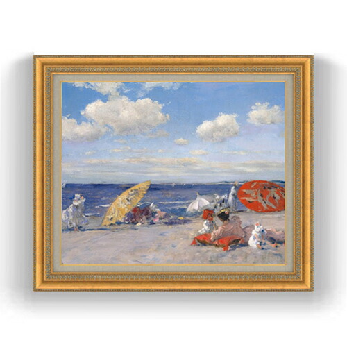 【油絵 直筆仕上げ】チェイス At the Seaside F15 【油彩 国内生産 インテリア】絵画 販売 15号 風景画額縁 800&times;678mm 複製画 送料無料 プレゼント ギフト 開店祝い 開業祝い 退職祝い 新築祝い リビング 壁掛け｜絵画販売アートレスト