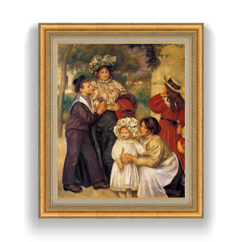 【油絵 直筆仕上げ】ルノワール 画家の家族 F15 【油彩 国内生産 インテリア】絵画 販売 15号 風景画 ゴールド額縁 800×678mm 複製画 送料無料 プレゼント ギフト 開店祝い 開業祝い 退職祝い 新築祝い リビング 玄関 モダン 壁掛け