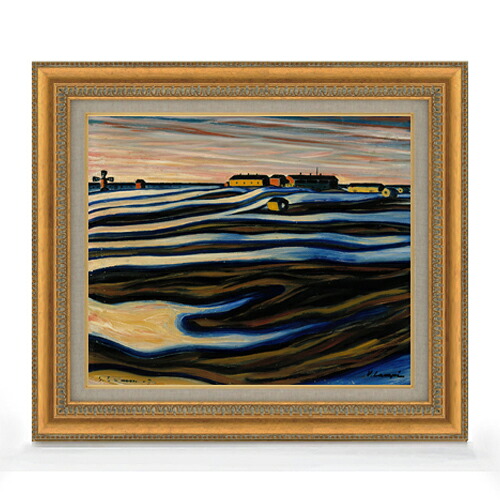 【油絵 直筆仕上げ】ランピ ノクターン F15 【油彩 国内生産 インテリア】絵画 販売 15号 抽象画 額縁 800&times;678mm 複製画 送料無料 プレゼント ギフト 開店祝い 開業祝い 退職祝い 新築祝い リビング 壁掛け｜絵画販売アートレスト