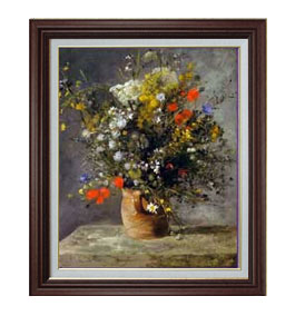 【油絵 直筆仕上げ】ルノワール Flowers in a Vase Ｆ15 【油彩 国内生産 インテリア】絵画 販売 15号 静物画 ブラウン額縁 800×678mm 複製画 送料無料 プレゼント ギフト 開店祝い 開業祝い 退職祝い 新築祝い リビング 玄関 モダン 壁掛け