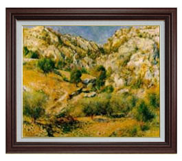 【油絵 直筆仕上げ】ルノワール Rocky Craggs at l'Estaque Ｆ15 【油彩 国内生産 インテリア】絵画 販売 15号 風景画 ブラウン額縁 800×678mm 複製画 送料無料 プレゼント ギフト 開店祝い 開業祝い 退職祝い 新築祝い リビング 玄関 モダン 壁掛け 42,120円