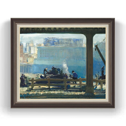 【油絵 直筆仕上げ】ジョージ・ベローズ Blue Morning F20 【油彩 キャンバス 国内生産 インテリア】絵画 販売 20号 風景画 863×734mm 複製画 送料無料 プレゼント ギフト 開店祝い 開業祝い 退職祝い 新築祝い リビング 玄関 モダン 壁掛け