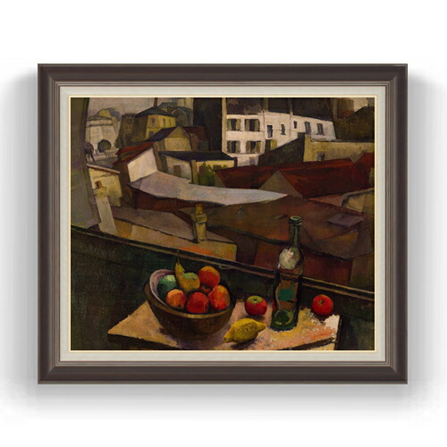 【油絵 直筆仕上げ】ディエゴ・リベラ Knife and Fruit in Front of the Window F20 【油彩 キャンバス 国内生産 インテリア】絵画 販売 20号 風景画 863×734mm 複製画 送料無料