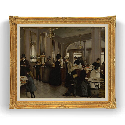 【油絵 直筆仕上げ】ジャン・ベロー La Patisserie Gloppe F20 【油彩 キャンバス 国内生産 インテリア】絵画 販売 20号 風景画 865×736mm 複製画 送料無料 プレゼント ギフト 開店祝い 開業祝い 退職祝い 新築祝い リビング 玄関 モダン 壁掛け