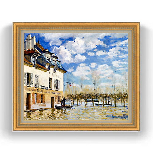 シスレー：サン=マルタン運河の眺め（Ｆ8号・455×380） サンマルタン運河の眺め - アルフレッド・シスレーの手描きの油絵複製