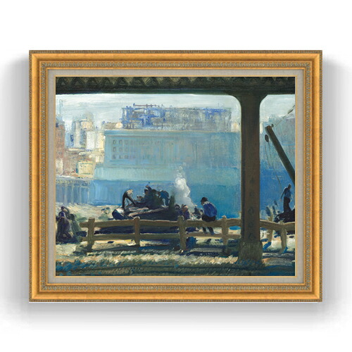 【油絵 直筆仕上げ】ジョージ・ベローズ Blue Morning F20 【油彩 キャンバス 国内生産 インテリア】絵画 販売 20号 風景画 883×754mm 複製画 送料無料 プレゼント ギフト 開店祝い 開業祝い 退職祝い 新築祝い リビング 玄関 モダン 壁掛け