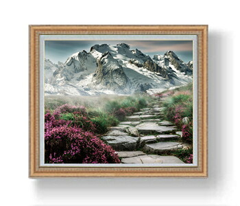 【油絵 直筆仕上げ】Steinweg-山の風景- F20サイズ 883×754mm 額入り 油彩 風景画 オリジナルインテリア絵画 風水画 アート絵画 20号 複製画 送料無料 プレゼント 開店祝い 開業祝い 新築祝い リビング 玄関 壁掛け 887×766mm|絵画販売アートレスト