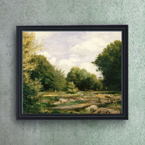 【油絵 直筆仕上げ】ルノワール A Clearing in the Woods F20 【油彩 キャンバス シンプルフレーム】絵画 販売 20号 風景画 795×673mm 複製画 送料無料 プレゼント ギフト 開店祝い 開業祝い 退職祝い 新築祝い リビング 玄関 モダン 壁掛け