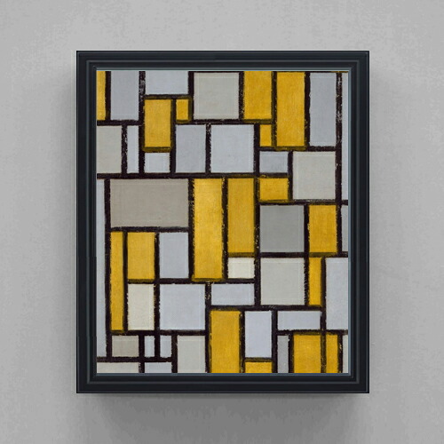 【油絵 直筆仕上げ】 ピート・モンドリアン Composition with Grid #1 F20 【油彩 キャンバス シンプルフレーム】絵画 販売 20号 抽象画 795×673mm 複製画 送料無料 プレゼント ギフト 開店祝い 開業祝い 退職祝い 新築祝い リビング 玄関 モダン 壁掛け