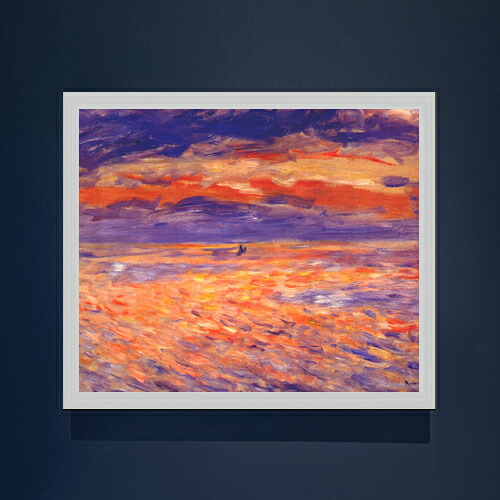 【油絵 直筆仕上げ】ルノワール 海の夕日 F20 【油彩 キャンバス シンプルフレーム】絵画 販売 20号 風景画 795×673mm 複製画 送料無料 プレゼント ギフト 開店祝い 開業祝い 退職祝い 新築祝い リビング 玄関 モダン 壁掛け