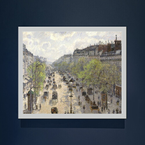 【油絵 直筆仕上げ】 カミーユ・ピサロ Boulevard Montmartre, Spring F20 【油彩 キャンバス シンプルフレーム】絵画 販売 20号 風景画 795×673mm 複製画 送料無料 プレゼント ギフト 開店祝い 開業祝い 退職祝い 新築祝い リビング 玄関 モダン 壁掛け
