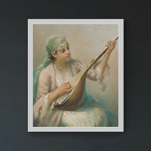 【油絵 直筆仕上げ】ファウストゾナロ Woman Playing a String Instrument F20 【油彩 キャンバス シンプルフレーム】絵画 販売 20号 人物画 795×673mm 複製画 送料無料