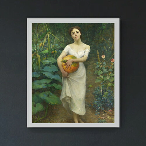 【油絵 直筆仕上げ】ファウストゾナロ Young Girl Carrying a Pumpkin F20 【油彩 キャンバス シンプルフレーム】絵画 販売 20号 人物画 795×673mm 複製画 送料無料