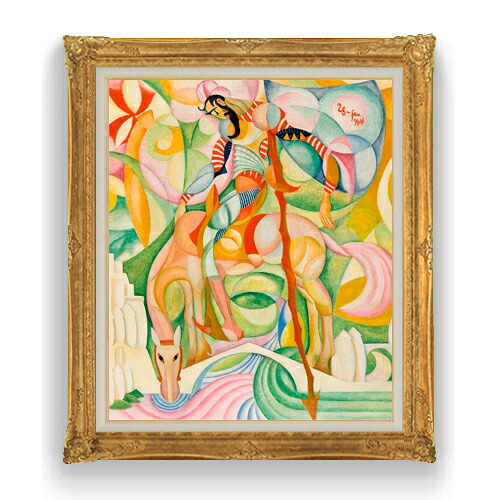 【油絵 直筆仕上げ】アマデオ・デ・ソウザ・カルドソ D. Quixote F20 【アップグレード額縁】絵画 販売 20号 抽象画 865&times;736mm 複製画 送料無料 プレゼント ギフト 開店祝い 開業祝い 退職祝い 新築祝い リビング 壁掛け｜絵画販売アートレスト