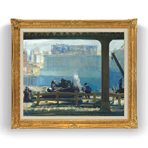 【油絵 直筆仕上げ】ジョージ・ベローズ Blue Morning F20 【アップグレード額縁】絵画 販売 20号 風景画 865×736mm 複製画 送料無料 プレゼント ギフト 開店祝い 開業祝い 退職祝い 新築祝い リビング 壁掛け|絵画販売アートレスト