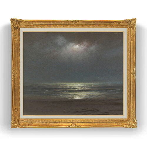 【油絵 直筆仕上げ】トライオン Night The Sea F20 【アップグレード額縁】絵画 販売 20号 風景画 865×736mm 複製画 送料無料 プレゼント ギフト 開店祝い 開業祝い 退職祝い 新築祝い リビング 壁掛け|絵画販売アートレスト
