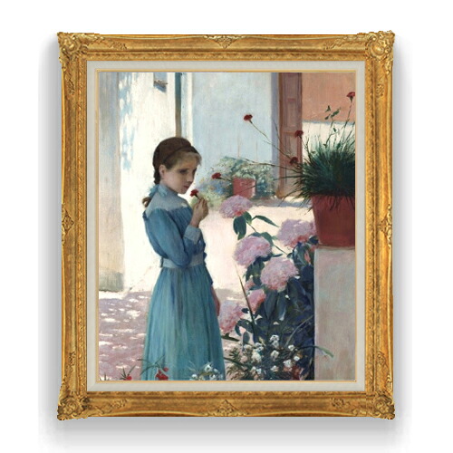 【油絵 直筆仕上げ】ルシニョール The girl with carnation F20 【アップグレード額縁】絵画 販売 20号 人物画 865×736mm 複製画 送料無料 プレゼント ギフト 開店祝い 開業祝い 退職祝い 新築祝い リビング 壁掛け|絵画販売アートレスト