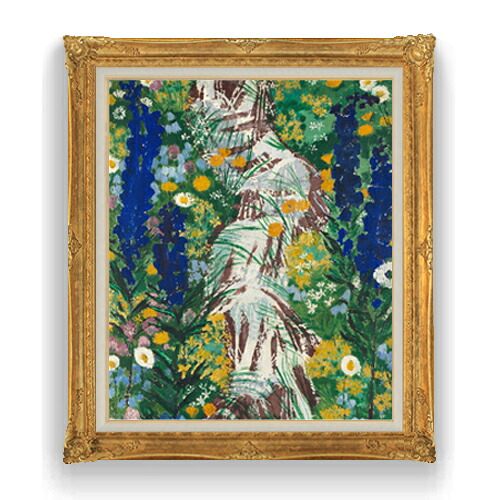 【油絵 直筆仕上げ】ババーガー 小川沿いの花 F20 【アップグレード額縁】 絵画 販売 20号 油彩 抽象画 865&times;736mm 複製画 送料無料 プレゼント ギフト 開店祝い 開業祝い 退職祝い 新築祝い リビング アートフレーム 壁掛け｜絵画販売アートレスト