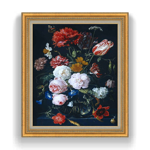 【油絵 直筆仕上げ】デ・ヘーム 花瓶と花 F20 【油彩 キャンバス 国内生産 インテリア】絵画 販売 20号 静物画 883×754mm 複製画 送料無料 プレゼント ギフト 開店祝い 開業祝い 退職祝い 新築祝い リビング 玄関 モダン 壁掛け