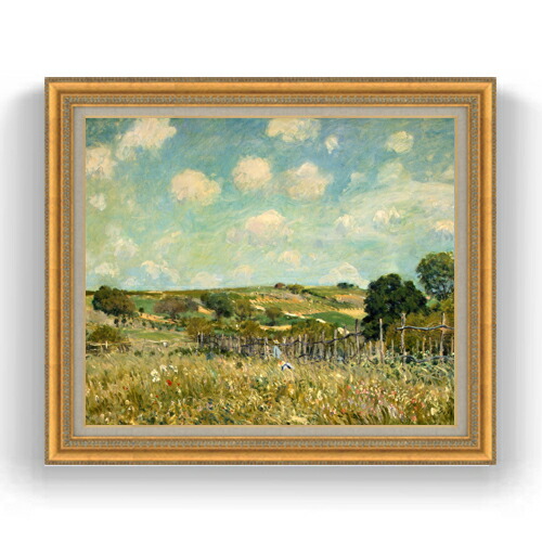 【油絵 直筆仕上げ】シスレー 牧草地 F20 【油彩 キャンバス 国内生産 インテリア】絵画 販売 20号 風景画 883×754mm 複製画 送料無料 プレゼント ギフト 開店祝い 開業祝い 退職祝い 新築祝い リビング 玄関 モダン 壁掛け