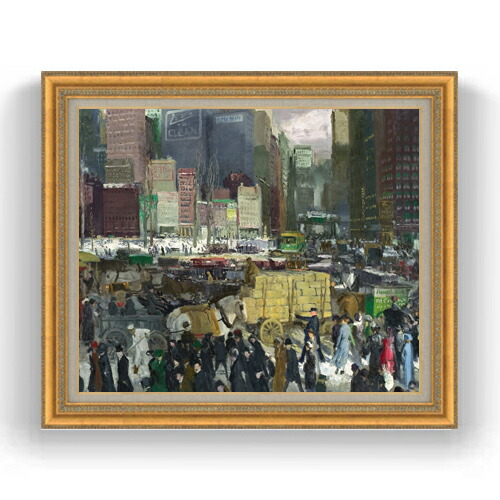 【油絵 直筆仕上げ】ジョージ・ベローズ New York F20 【油彩 キャンバス 国内生産 インテリア】絵画 販売 20号 風景画 883×754mm 複製画 送料無料 プレゼント ギフト 開店祝い 開業祝い 退職祝い 新築祝い リビング 玄関 モダン 壁掛け
