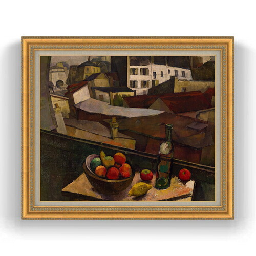 【油絵 直筆仕上げ】ディエゴ・リベラ Knife and Fruit in Front of the Window F20 【油彩 キャンバス 国内生産 インテリア】絵画 販売 20号 風景画 883×754mm 複製画 送料無料