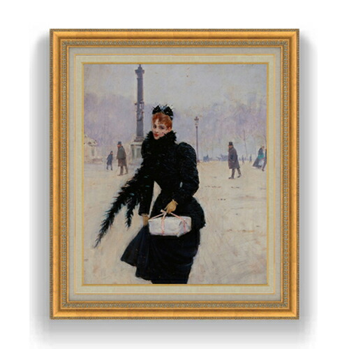 【油絵 直筆仕上げ】ジャン・ベロー コンコルド広場のパリジェンヌ F20 【額入り】 絵画 販売 20号 油彩 人物画 883×754mm 複製画 送料無料 プレゼント ギフト 開店祝い 開業祝い 退職祝い 新築祝い リビング 玄関 モダン アートフレーム 壁掛け
