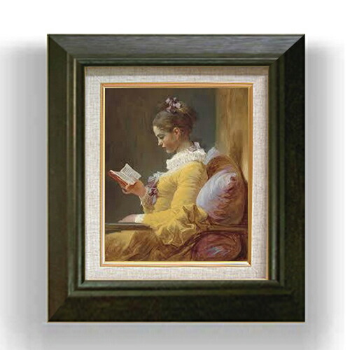 【油絵 直筆仕上げ】フラゴナール 読書する女 F3 【額入り】 絵画 販売3号 油彩 風景画 420×368mm 複製画 送料無料 プレゼント ギフト 開店祝い 開業祝い 退職祝い 新築祝い リビング 玄関 モダン アートフレーム 壁掛け