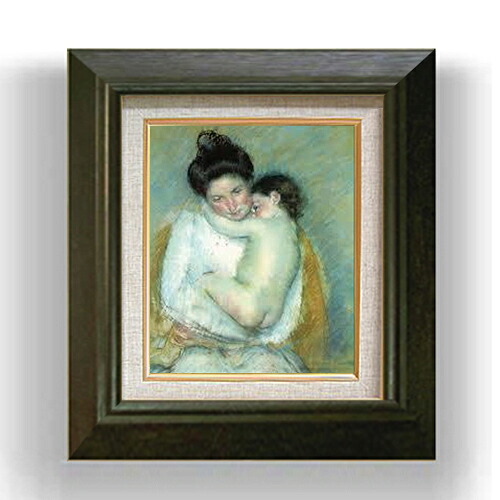 【油絵 直筆仕上げ】メアリーカサット 母と子 F3 【額入り】 絵画 販売3号 油彩 風景画 420×368mm 複製画 送料無料 プレゼント ギフト 開店祝い 開業祝い 退職祝い 新築祝い リビング 玄関 モダン アートフレーム 壁掛け