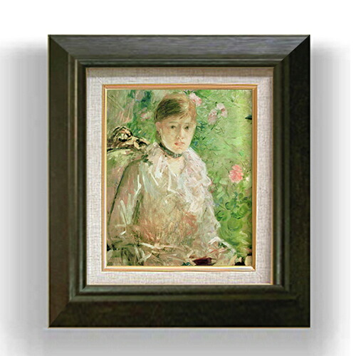 【油絵 直筆仕上げ】ベルト・モリゾ 窓の若い女性 F3 【額入り】 絵画 販売3号 油彩 風景画 420×368mm 複製画 送料無料 プレゼント ギフト 開店祝い 開業祝い 退職祝い 新築祝い リビング 玄関 モダン アートフレーム 壁掛け