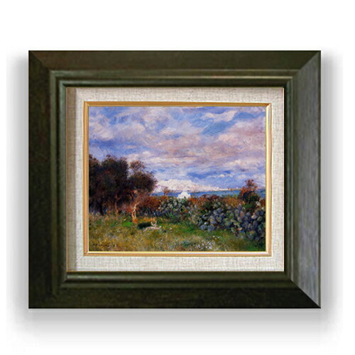 【油絵 直筆仕上げ】ルノワール アルジェの海 F3 【額入り】 絵画 販売3号 油彩 風景画 420×368mm 複製画 送料無料 プレゼント ギフト 開店祝い 開業祝い 退職祝い 新築祝い リビング 玄関 モダン アートフレーム 壁掛け