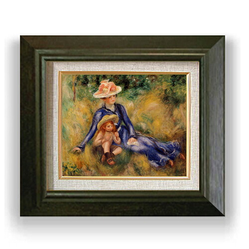 【油絵 直筆仕上げ】ルノワール イボンヌとジェーン F3 【額入り】 絵画 販売3号 油彩 風景画 420&times;368mm 複製画 送料無料 プレゼント ギフト 開店祝い 開業祝い 退職祝い 新築祝い リビング 玄関 モダン アートフレーム 壁掛け｜絵画販売アートレスト