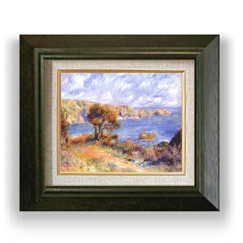 【油絵 直筆仕上げ】ルノワール ガーンジーの風景 F3 【額入り】 絵画 販売3号 油彩 風景画 420×368mm 複製画 送料無料 プレゼント ギフト 開店祝い 開業祝い 退職祝い 新築祝い リビング 玄関 モダン アートフレーム 壁掛け
