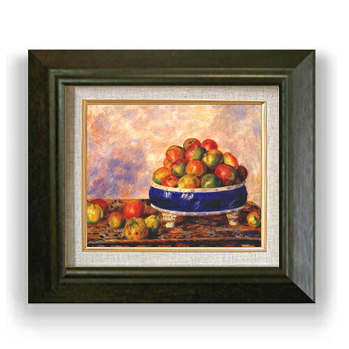 【油絵 直筆仕上げ】ルノワール 皿のリンゴ F3 【額入り】 絵画 販売3号 油彩 風景画 420&times;368mm 複製画 送料無料 プレゼント ギフト 開店祝い 開業祝い 退職祝い 新築祝い リビング 玄関 モダン アートフレーム 壁掛け｜絵画販売アートレスト