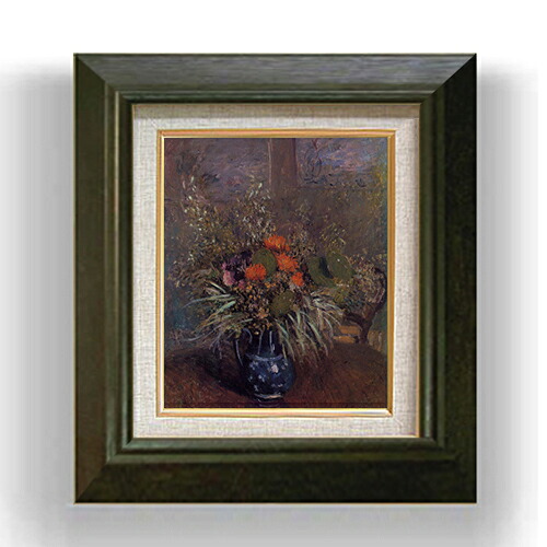 【油絵 直筆仕上げ】シスレー 花と花瓶 F3 【額入り】 絵画 販売3号 油彩 風景画 420&times;368mm 複製画 送料無料 プレゼント ギフト 開店祝い 開業祝い 退職祝い 新築祝い リビング 玄関 モダン アートフレーム 壁掛け｜絵画販売アートレスト